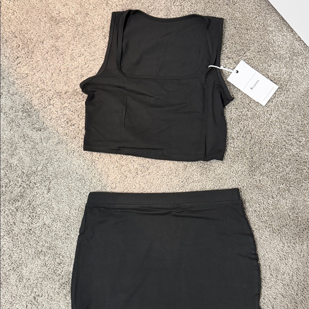 Women’s Black Skirt Set - Two-Piece Crop Top & Maxi Skirt - Picture 4 of 4
